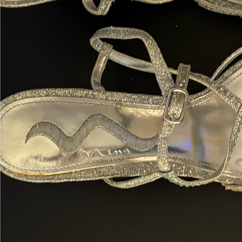 Nina Silver Glitter Women’s Dress Shoes Heels with Straps Size 9M - Picture 6 of 12